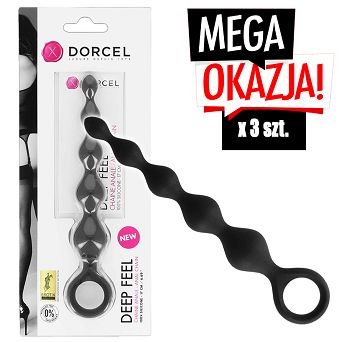 Sonda analna Deep Feel. Silikonowy sznur kuleczek analnych. Zestaw 3 szt.