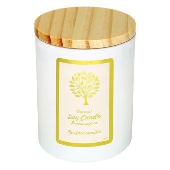 Świeca naturalna sojowa 150 g, drewniany knot. Waniliowy, subtelny zapach